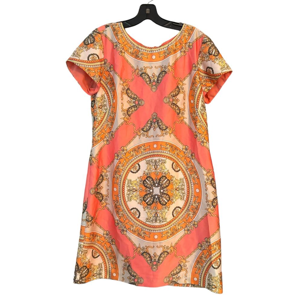 Julian Taylor Sheath Dress Woman’s 10 Abstract Design Keyhole Tie Back